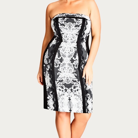 City Chic Dresses & Skirts - City Chic Strapless Bodycon Dress black lace not